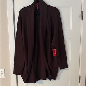 SPANX Dark Brown Air Essentials Open Front Cardigan. NWT